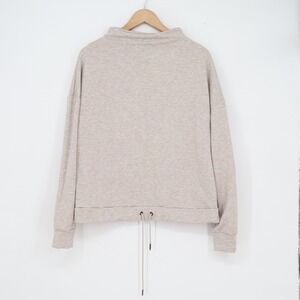 MPG Sport Womens Oatmeal Heather Funnel Neck Drawstring Hem Sweatshirt Large